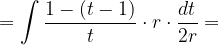 \dpi{120} =\int \frac{1-\left ( t-1 \right )}{t}\cdot r\cdot \frac{dt}{2r}=